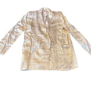 Vintage Diamonds Run Womens Satin Blazer Jacket Cream Color Size M pockets